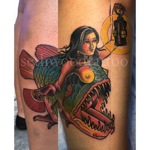 sethwoodtattoo: Why? Because they both devour their male counterparts, that’s why. Angler-maid