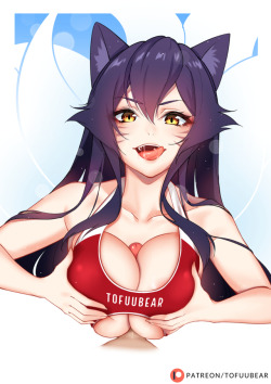 tofuubear:    Ahri making use of her new swimsuit 8) Cum version is availableBecome a PATRONGumroad store -  Hentai Foundry - Twitter - Pixiv