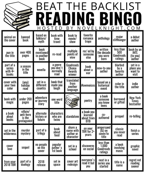 beatthebacklist:Beat the Backlist 2019 has Book Bingo Cards!That’s right! Get your reading prompt on