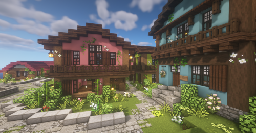 mel0nbird:some pictures of my Ponyo inspired town, Tomonoura, on the @bittercraftmc server!! ╰(*´︶`*