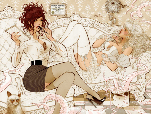 sinful-drawing:  sinful,digital,art, digital girl,hot babes,Madness of Wonderland by Franchesco