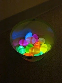 becausemydreams:  Take glow sticks and break them up and put in plastic eggs. Then hide them in the house and turn off the lights for the hunt.Sounds good for Easter!