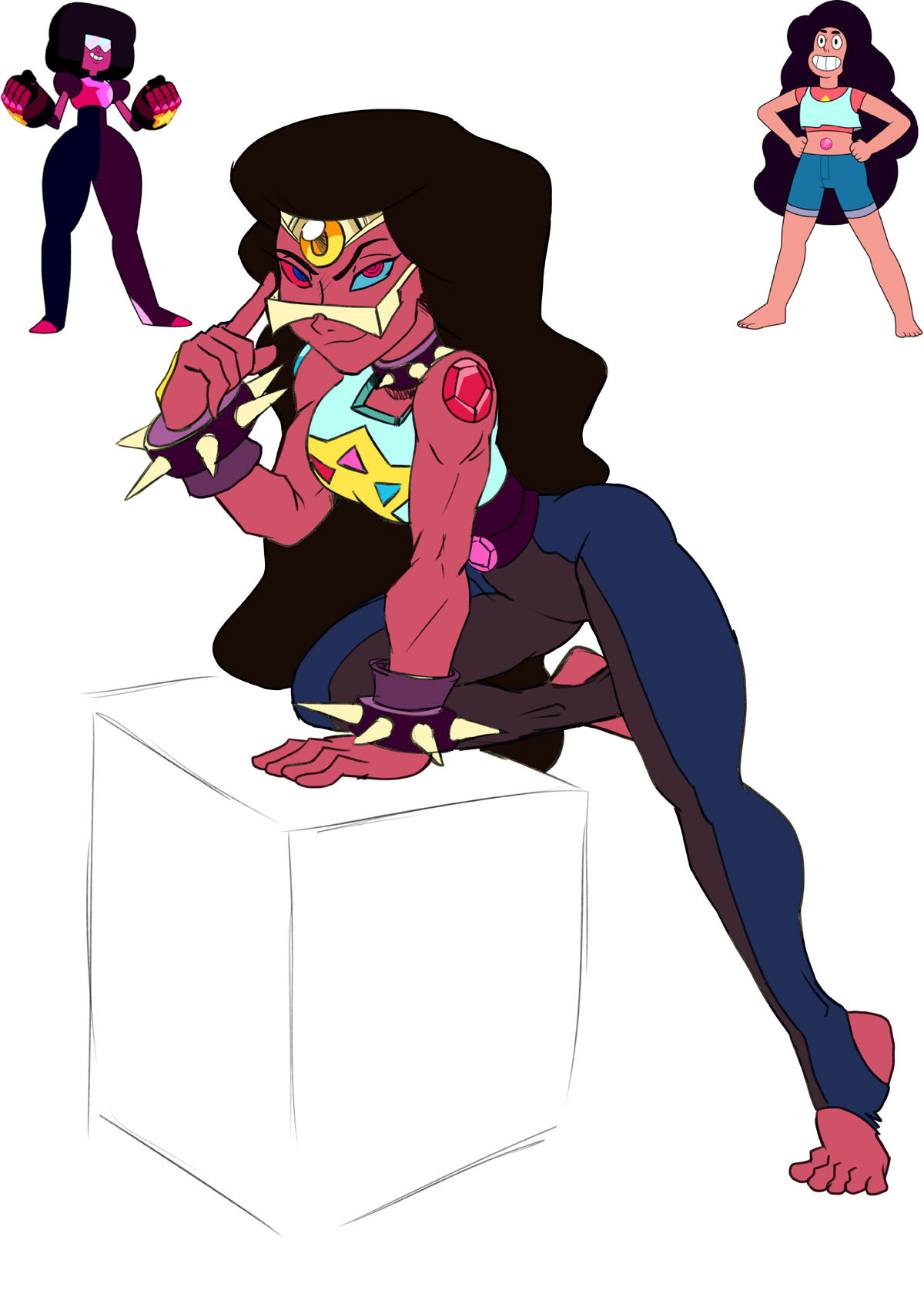 Level UpSketch Stream Commission for Whitewhiksey of a Stevonie and Garnet Fusion.