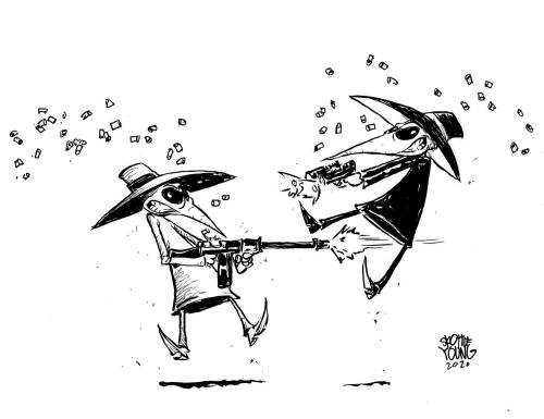 Spy vs. Spy daily sketch (2020)Art by: Skottie Young