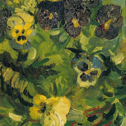 mare-di-nessuno:Flowers courtesy of Vincent Van GoghIrises, 1889 (detail) - Basket of Pansies, 1887 (detail) - Wild Roses, 1890 (detail) - Almond Blossom, 1890 (detail) - Vase with Twelve Sunflowers, 1889 (detail) - Butterflies and Poppies, 1890 (detail).