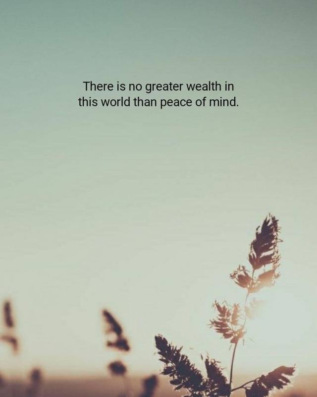 There is no greater wealth in this world than peace of mind. https://ift.tt/oajw2Tb #ThinkPozitive#Positive Quotes#Quotes#Inspirational