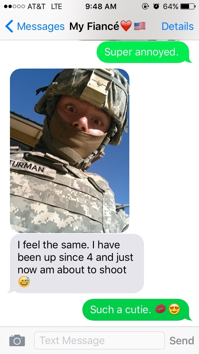 anarmygirlfriend:  Even at drill he always finds time to text me. I’m currently