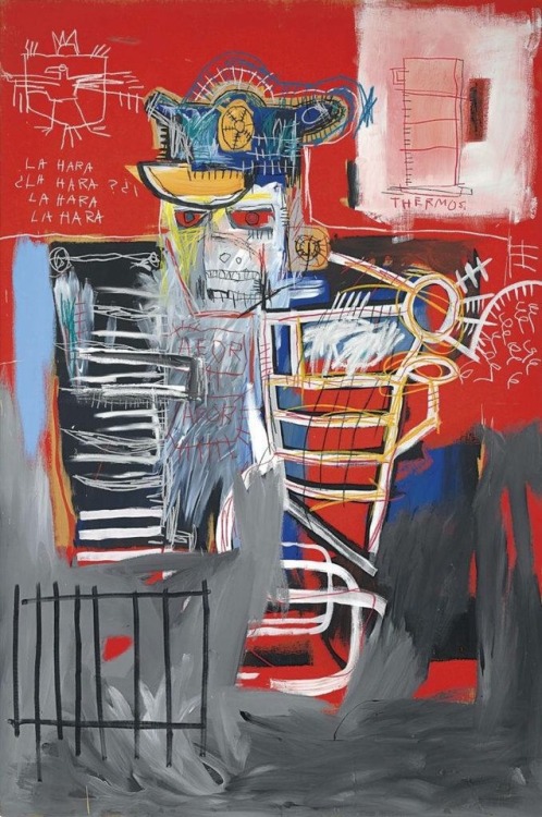 thunderstruck9: Jean-Michel Basquiat (American, 1960-1988), La Hara, 1981. Acrylic and oil paintstick on canvas, 72 × 48 in. via immafuster 