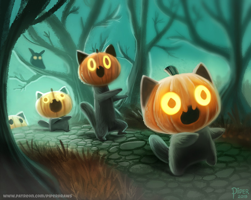 cryptid-creations:
“#2533. Halloween March - Illustration
🎃 Check out https://piperthibodeau.com/store/ for a selection of over 20+ cutesy-creepy Halloween prints :) 🎃
For full res WIPs, art, videos and more:...