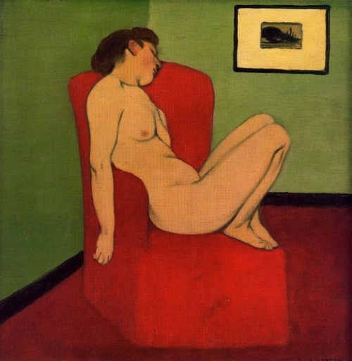 artist-vallotton:Seated Female Nude, Felix VallottonMedium: oil,canvas