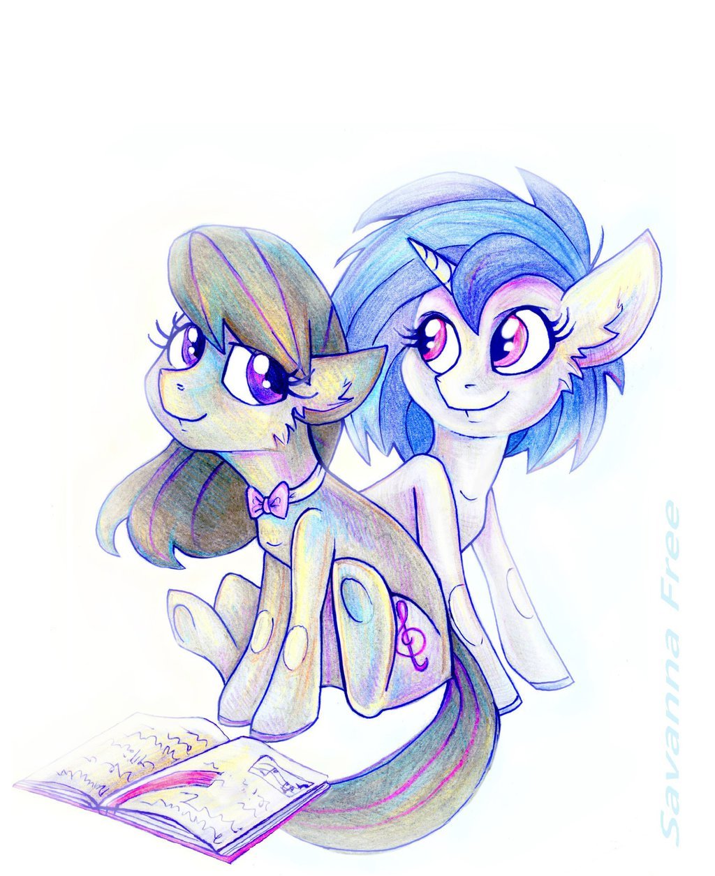 twilightsprinkle:  Mlp:fim.  Octavia and Vinyl. by FreeSavanna   &lt;3