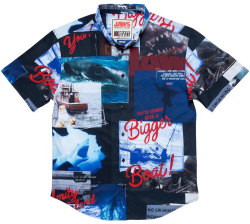 RSVLTS has released a Jaws collection that includes four button-up shirts. Made from Kunuflex four-w