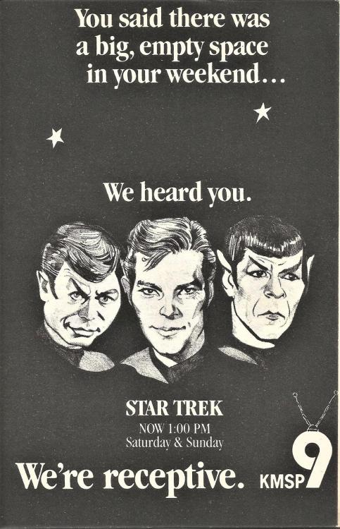 vintageadvertising: Minneapolis TV Guide ad for Star Trek from 1979.