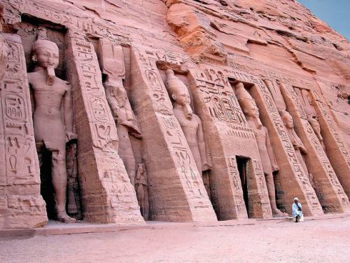 The rock-cut Temple of Hathor in Abu Simbel, Egypt (by archer10).