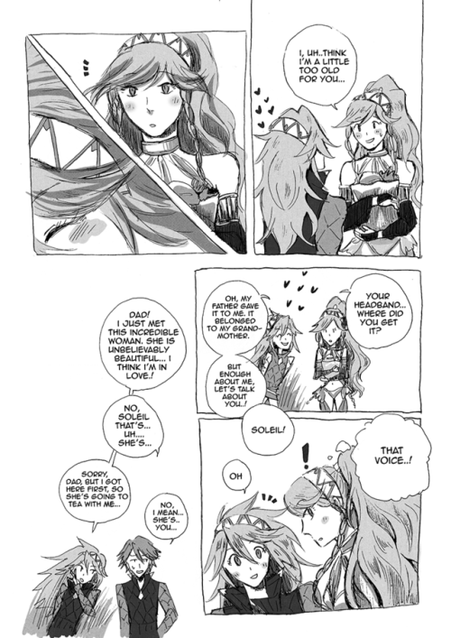 a short soleil-inigo-olivia comic I drew for a fire emblem fates anthology about fates ships (interp