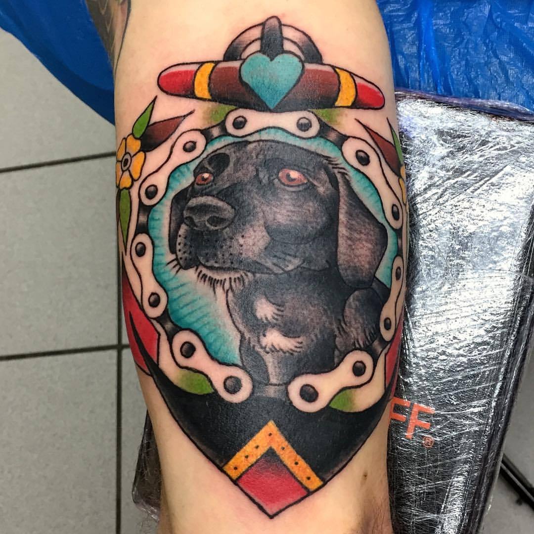 Tattoo uploaded by Steve Zimovan  Tattoo by zimovan handtattoo  dogtattoo dog cowboy pettattoo pet bandana bright brighttattoos  traditional traditionaltattoo AmericanTraditional ashevillenc  nctattooers  Tattoodo