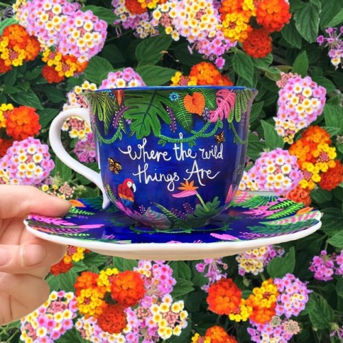 sosuperawesome:Hand Painted Teacups & Saucers and Mugs by Sydonie Baldissera on EtsySee our ‘mug