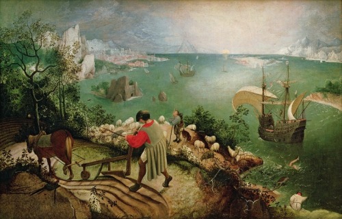 Landscape with the Fall of Icarus, 1560, Pieter Bruegel the ElderMedium: oil,canvas