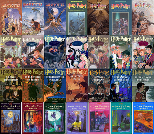 d20-darling:rose-tinted-wings:d20-darling:mandrakescry:Harry Potter books covers from around the wor