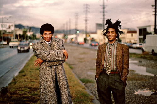 twixnmix:Jean-Michel Basquiat and Rammellzee on Santa Monica Boulevard in West Hollywood, December 1982. Photos by Stephen Torton