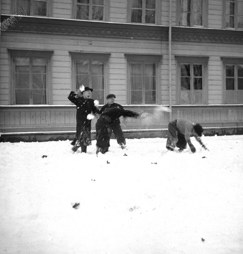 Snowball fight, Sweden.