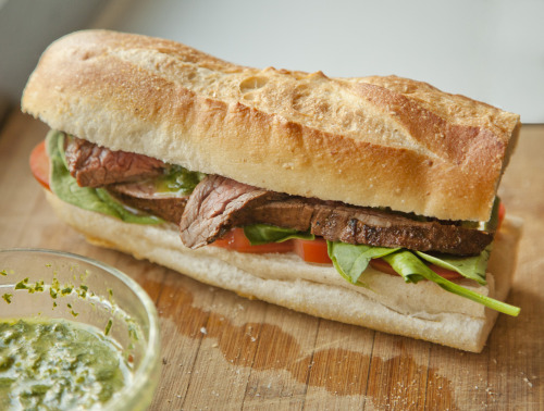 baruchobramowitz:urbancookery:Grilled Marinated Flank Steak Sandwiches with a Chimichurri Sauce:http