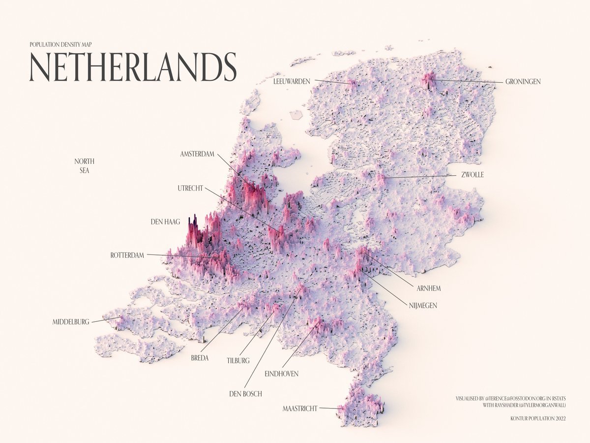 Population density map of the Netherlands. by... Maps on the Web