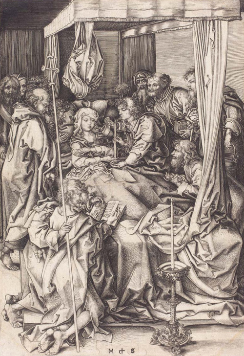 sulphuriclike: Martin Schongauer_Death of the Virgin_1470 1475The National Gallery of Art, Washingto