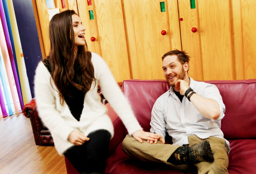 :  Tom Hardy and Charlotte Riley at Butterwick Children’s Hospice on Christmas Day.