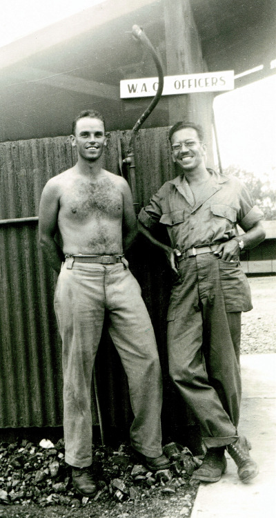 Guys outside of WAC Officers shower (Women’s Army Corps.) Found photo from antique shop here i