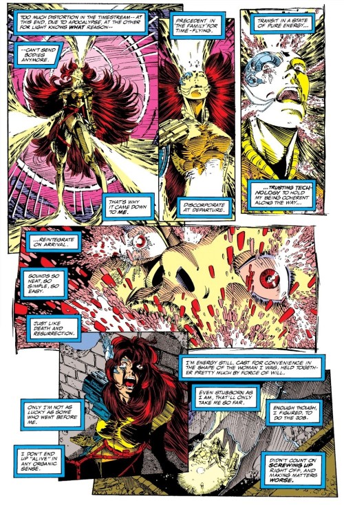 Here’s some back story on that cyborg Rachel Summers looking Askani character. She’s apparently from