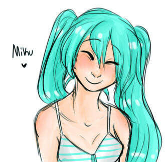 doodled this yesterday   not sure how i feel about it cause it was a spur of the moment type thing but whatevs~ enjoy the smiley hatsune ♥