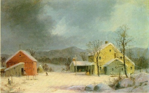 suonko:George Henry Durrie - Yellow Farmhouse in Winter  #magic