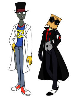 jesiahjohnson:  Flug and black hat switched clothes. Flug is not used to tight clothes and black hat wishes he was. 