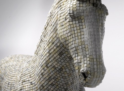 sixpenceee: A horse made of computer keys by Babis Cloud if those keys were used to type intrusive b