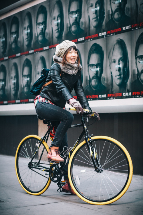 preferredmode: Vivian, on the west side of Manhattan with her #takara #bikenyc #cyclechic #bikestyl