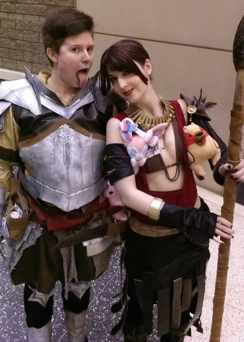 megagyarados:First Day of C2E2 2015, Krem ( theofficialandrewryan ) and Morrigan (me) up to no damn 