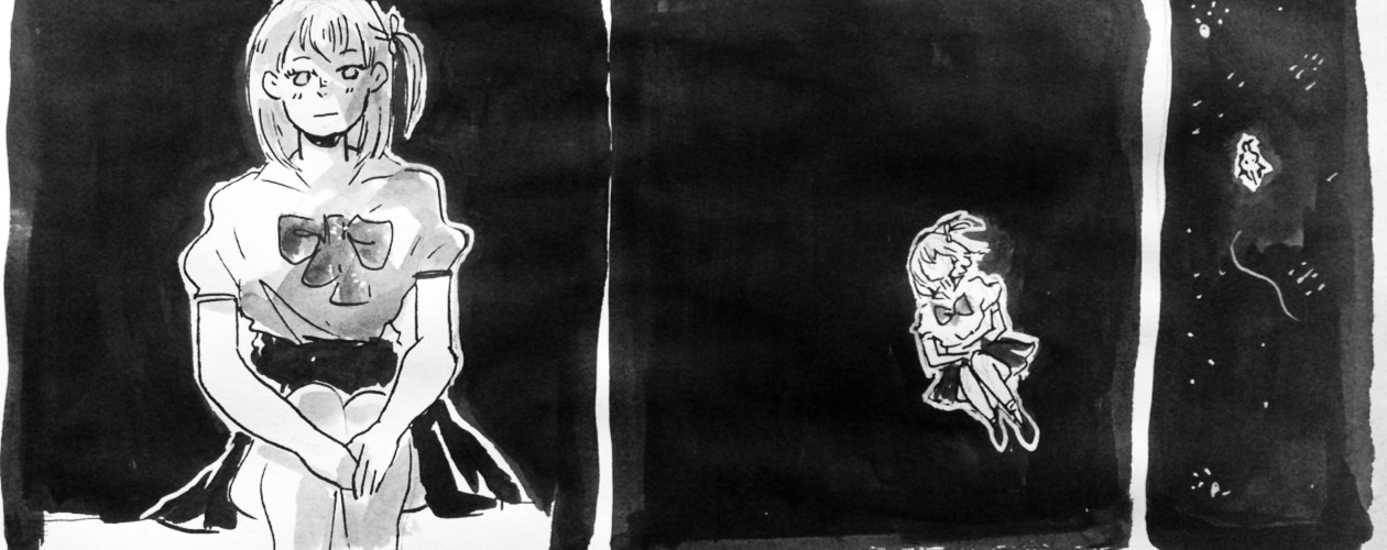 jensuisdraws:  S a v e h e r Loosely based on  mery’a drabble I requested |D  Ink+white