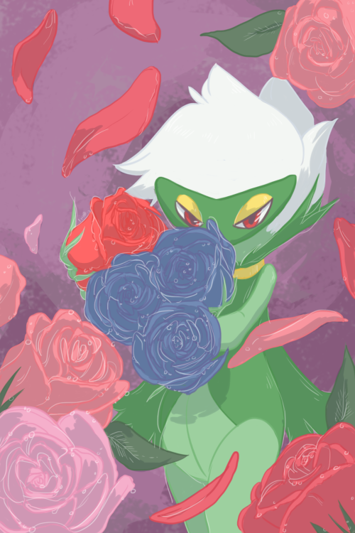 mightyenaofficial:  day 3 of the pokemon20 challenge: a flower pokemon! almost did cherrims sunny day form for this, but i wanted to experiment with drawing roses :v took some liberties with this but i like how it looks! 
