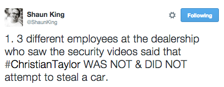 revolutionarykoolaid:  No Justice No Peace (8/8/15): Seriously, listen to this video and the dispatch call. Supposedly, video from the dealership will be released in the next 48 hours, but Lord knows how doctored that will be, and the police are waffling