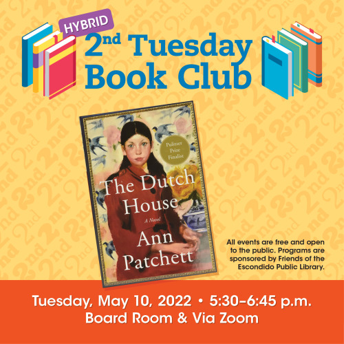  The next 2nd Tuesday Book Club title is “The Dutch House” by Ann Patchett!Join us tomor