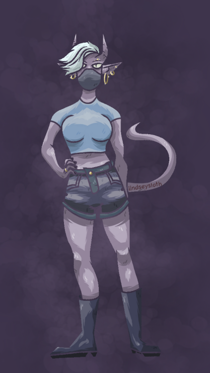 My tiefling rogue, Nemeia, that I created to play D&D with...