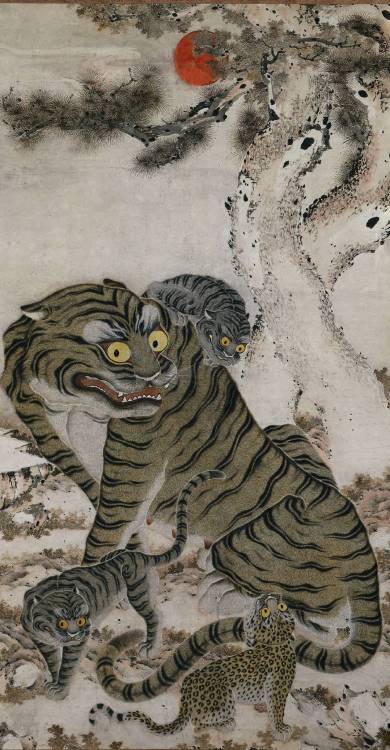 drawpaintprint:Unknown, Korea, Choson period (1392-1910)Tiger Family(late 18th century)hanging 