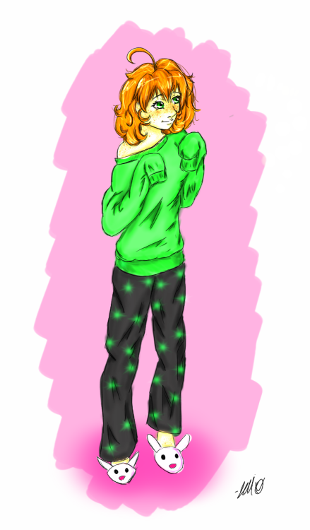I really liked that picture of Penny I drew in pajamjams so I colored it ‘I’m bedtime ready!“