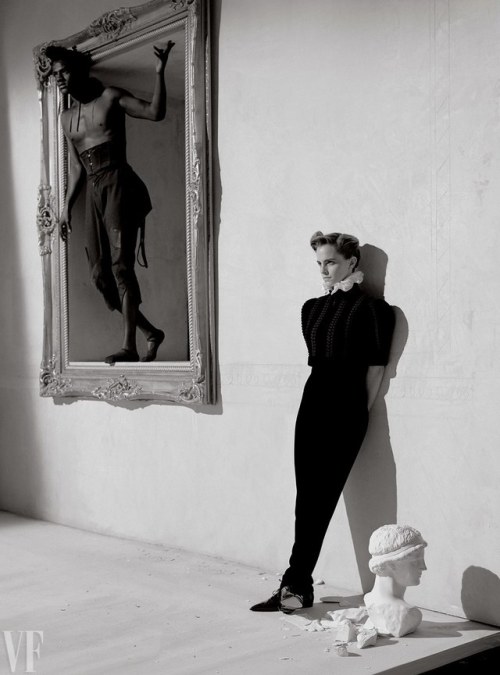 Emma Watson with living art and sculpture for Vanity Fair Magazine, March 2017. Photograph by Tim Wa