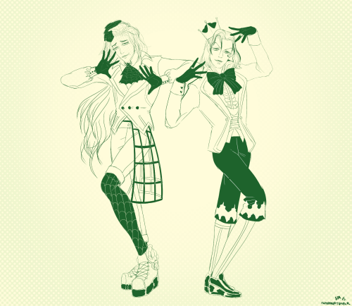 pigparade:  maki and toudou in ouji to match this, might fully finish it later!!