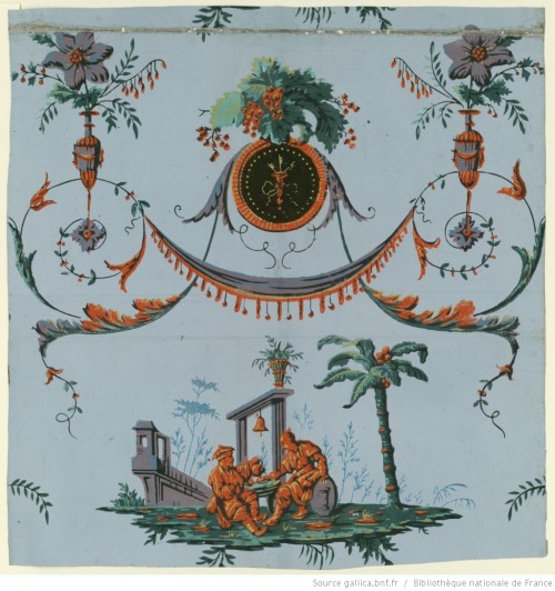 Late 18th and early 19th century Chinoserie wallpapers from manufacturers in France.Image 1: Manufac