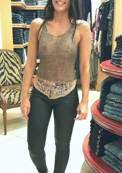 creepshotheaven: Only a slut would wear a see-through top with no bra in public - women need to be m
