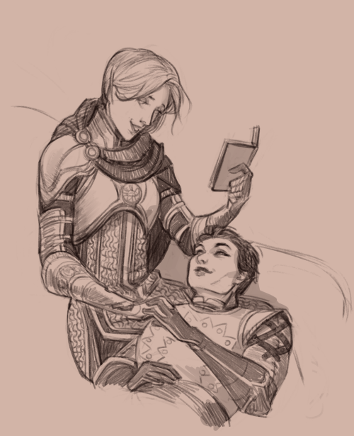 thewindysideofcare: Patreon reward of the best Hands by @ruushes &lt;3 [Leliana reading to Cassa