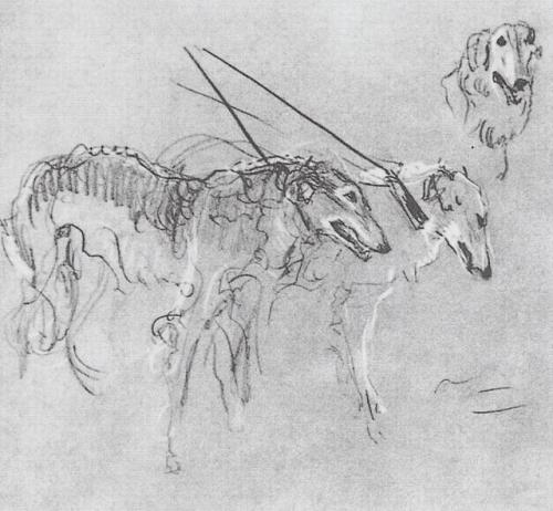 artist-serov:Greyhounds royal hunting, 1901, Valentin Serov